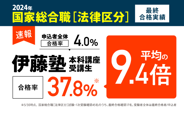 2024年国家総合職法律区分最終合格実績