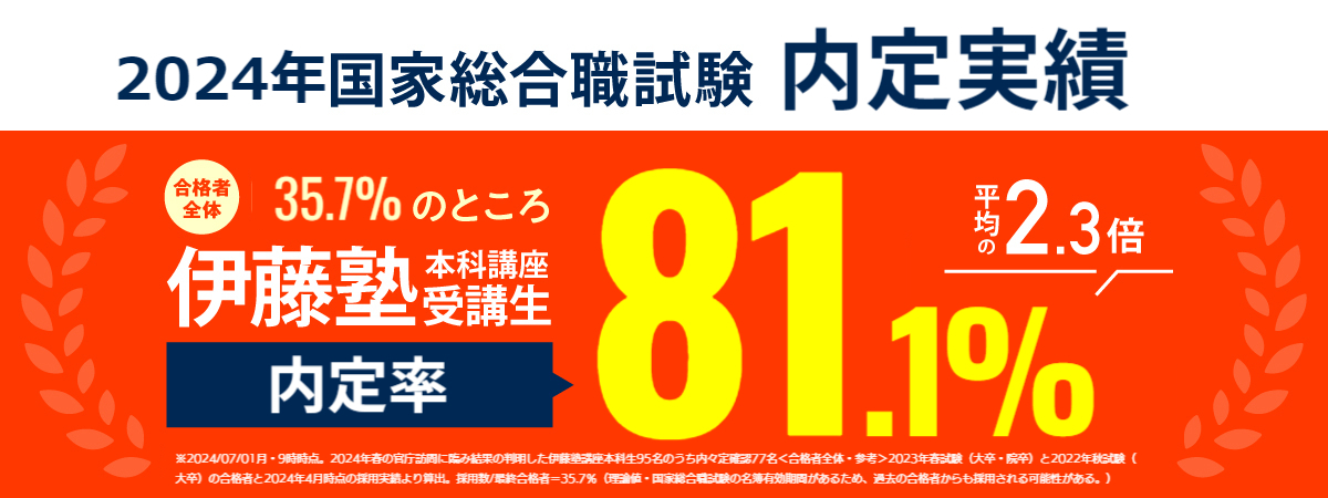 伊藤塾 本科講座受講生 内々定率